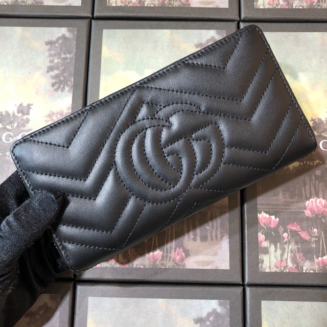 Gucci經典款錢夾錢包 443123 古馳小牛皮錢包 Gucci原單GG Marmont系列長款拉鏈女錢包  gqy3161